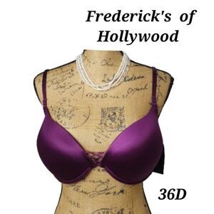 Knockout Push Up Bra 36D Plum Stain Smooth Push Up Frederick's of Hollywood NEW